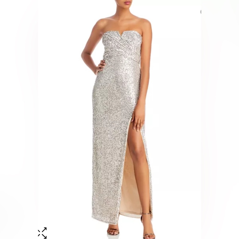 Aidan by Aidan Matttox Elegant Silver Sequin Gown size 8 NWT